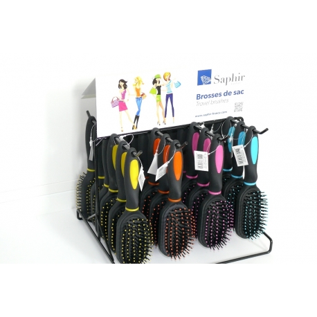 Présentoir de 24 mini brosses cheveux soft