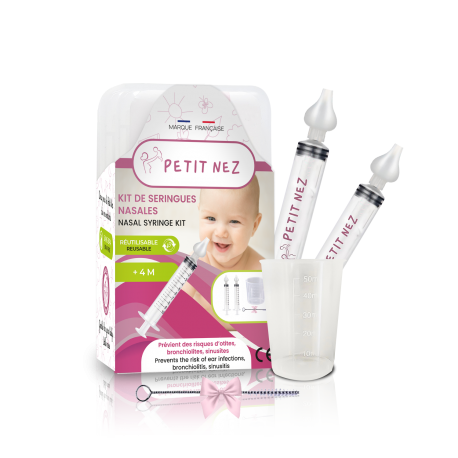 Kit de seringues nasales Petit Nez® - 2 seringues, 1 récipient, 1 goupillon