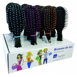 Présentoir de 24 mini brosses cheveux soft